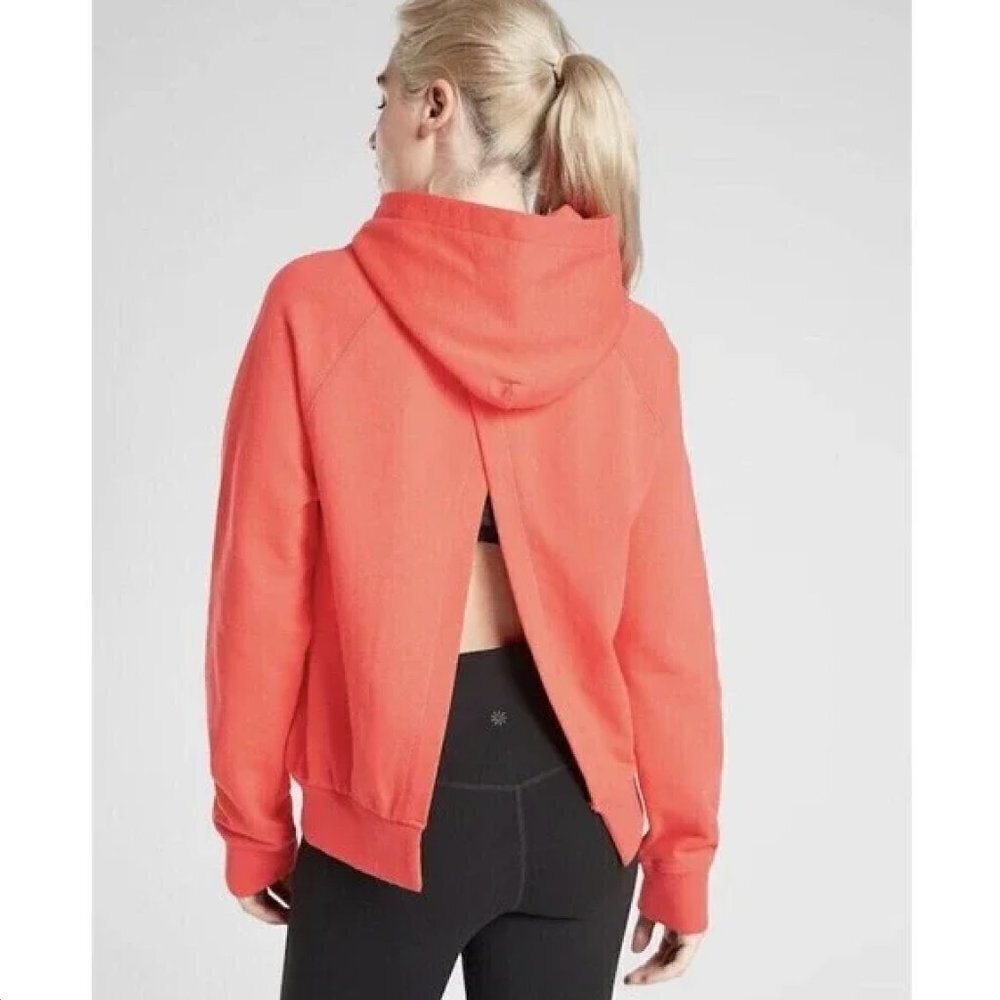 ATHLETA Moonrise Open Back Hoodie Sweatshirt Passionfruit Coral Size XS
